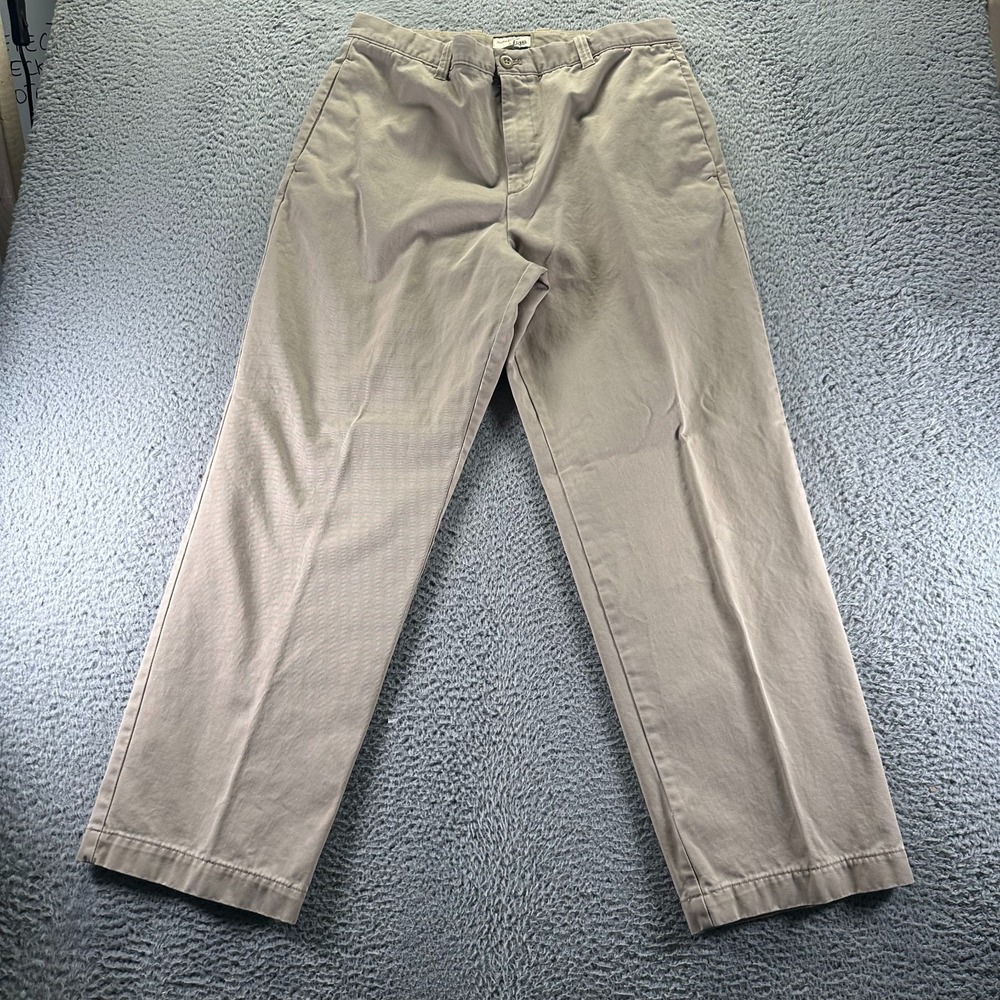G.H. Bass Pant Mens 36x32 Beige Cotton Chino Straight Preppy Business Career